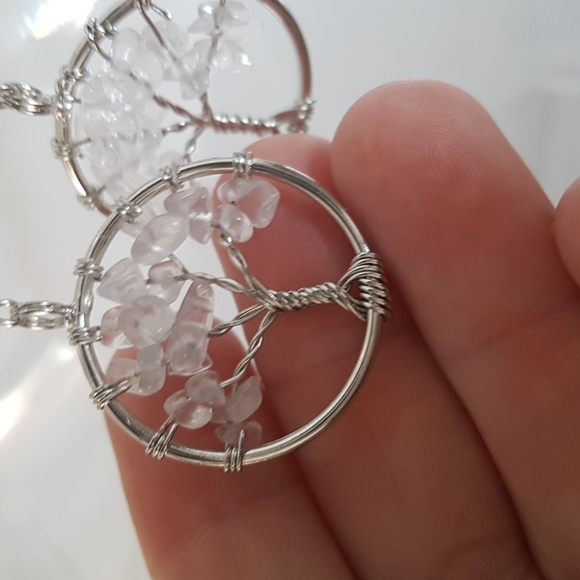 2/25$ Drop Earrings Tree of Life White Crystal Naturel Gemstones - Picture 7 of 7
